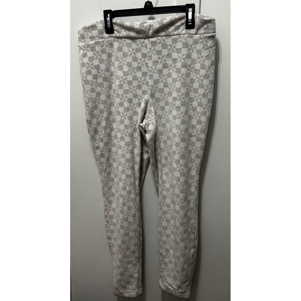 Lands End Snowflake Holiday Fleece Lined Leggings Cream M/P 10-12‎ Medium Pet